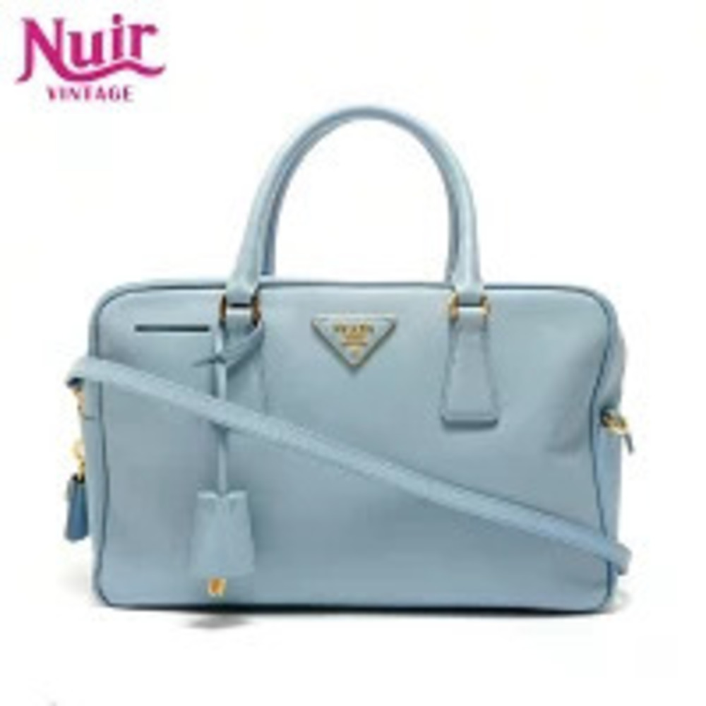 Prada Saffiano Lux Bauletto bag pale blue
